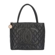 Pre-owned Leather totes Chanel Vintage , Black , Dames