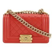 Pre-owned Leather shoulder-bags Chanel Vintage , Orange , Dames