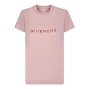 Roze Katoenen T-shirt met Logo's Givenchy , Pink , Dames