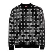 Relief Jacquard Weave Jumper Kenzo , Black , Heren