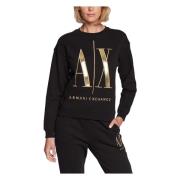 Zwart Bedrukte Sweatshirt met Lange Mouwen Armani Exchange , Black , D...