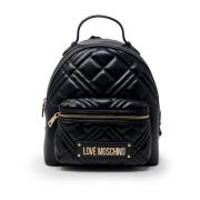 Zwarte rugzak met voorvakken Love Moschino , Black , Dames