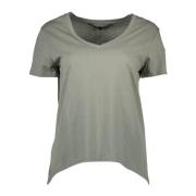 Groene Katoenen V-Hals T-Shirt Silvian Heach , Green , Dames