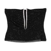 Bandeau Halslijn Zwarte Shirt met Diamanté Self Portrait , Black , Dam...