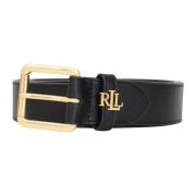 Zwarte Leren Damesriem Ralph Lauren , Black , Dames