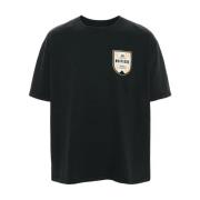 Zwart T-shirt met Front Print Rhude , Black , Heren