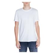 Wit Katoenen T-Shirt Mannen Korte Mouwen Peuterey , White , Heren