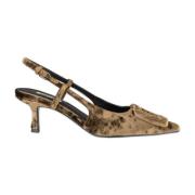 Gouden Fluwelen Sandalen met Gespdetail Bibi Lou , Beige , Dames