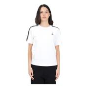 Wit 3-Stripes T-shirt voor vrouwen Adidas Originals , White , Dames
