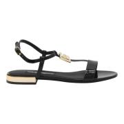 Zwarte platte sandalen voor vrouwen Dolce & Gabbana , Black , Dames