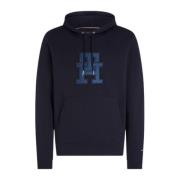 Monogram Applique Hoody voor Mannen Tommy Hilfiger , Blue , Heren