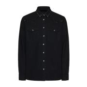 Zwarte denim overhemd met Rockstud-details Valentino , Black , Heren