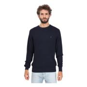 Blauwe Crew-Neck Sweater met Honingraat Weefsel Tommy Hilfiger , Blue ...