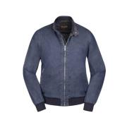 Indigo Bomber Jacket Acqua Line Moorer , Blue , Heren