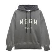 Grijze Logo Print Hoodie Msgm , Gray , Dames