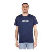 Heren Basic T-shirt Aspesi , Blue , Heren