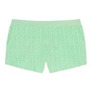 Groene Geribbelde Shorts met 4G Patroon Givenchy , Green , Dames