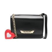 Zwarte Faux Leren Schoudertas Love Moschino , Black , Dames