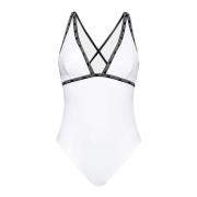 Plunge One Piece Badpak Vrouwen Calvin Klein , White , Dames