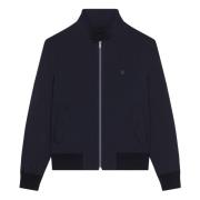 Blauwe Harrington Kraag Jas met 4G Metalen Stuk Givenchy , Blue , Here...