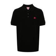 Zwart Bloem Geborduurd Poloshirt Kenzo , Black , Heren