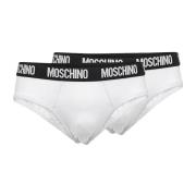 Witte Herenondergoed met Logo Band Moschino , White , Heren