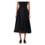 Zwarte Organdy Geplooide Midi Rok Jil Sander , Black , Dames