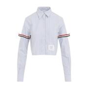 Navy Cropped Shirt Thom Browne , Blue , Dames