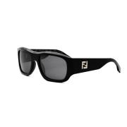 Vierkante Zwarte Acetaat Zonnebril Fendi , Black , Dames