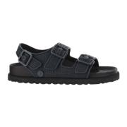 Raffia Sandalen met Leren Rand Birkenstock , Blue , Dames