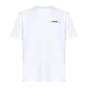 Wit Logo Patch Crew Neck T-shirt Jacquemus , White , Heren