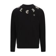 Zwart Wol Kasjmier Crew-Neck Trui Philipp Plein , Black , Heren