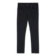 Blauwe Twill Broek met Logo Patch Fay , Blue , Heren