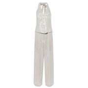 Paillet Halternek Jumpsuit Brunello Cucinelli , Beige , Dames