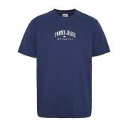 Katoen Logo T-shirt - Blauw Rechte pasvorm Tommy Jeans , Blue , Heren