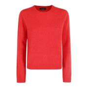 Stijlvolle Crew Neck Sweater Roberto Collina , Red , Dames