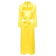 Kanariegele Zijden Overhemdjurk Kiton , Yellow , Dames