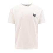 Logo Patch Katoen Crew-neck T-shirt Stone Island , White , Heren