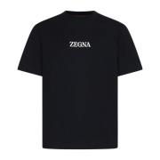 Zwart Katoenen Crew Neck T-shirt Ermenegildo Zegna , Black , Heren