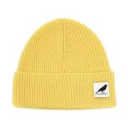 Gele Wol Ribgebreide Beanie Hoed JW Anderson , Yellow , Dames