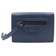 Pre-owned Leather wallets Balenciaga Vintage , Blue , Dames