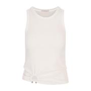 Witte Katoenen Tanktop met Metalen Ring Paco Rabanne , White , Dames