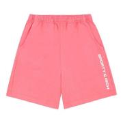 Logo Gym Shorts Katoen Wit Sporty & Rich , Pink , Dames