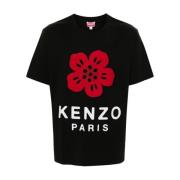 Zwarte Bloem Motief T-shirts Kenzo , Black , Heren