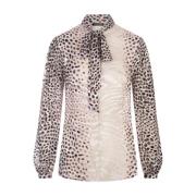 Witte Shark Devoré Satijnen Shirt Roberto Cavalli , Multicolor , Dames