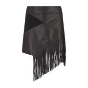 Zwarte Leren Minirok met Franjes Roberto Cavalli , Black , Dames