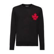 Zwarte Gebreide Maple Leaf Sweater Dsquared2 , Black , Heren