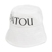 Logo-Print Bucket Hat Wit Patou , White , Dames