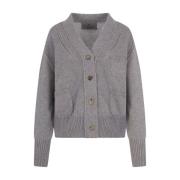 Grijze Cashmere V-Hals Vest Ermanno Scervino , Gray , Dames