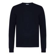 Blauwe Cashmere Sweater Geribbelde Ronde Hals Malo , Blue , Heren